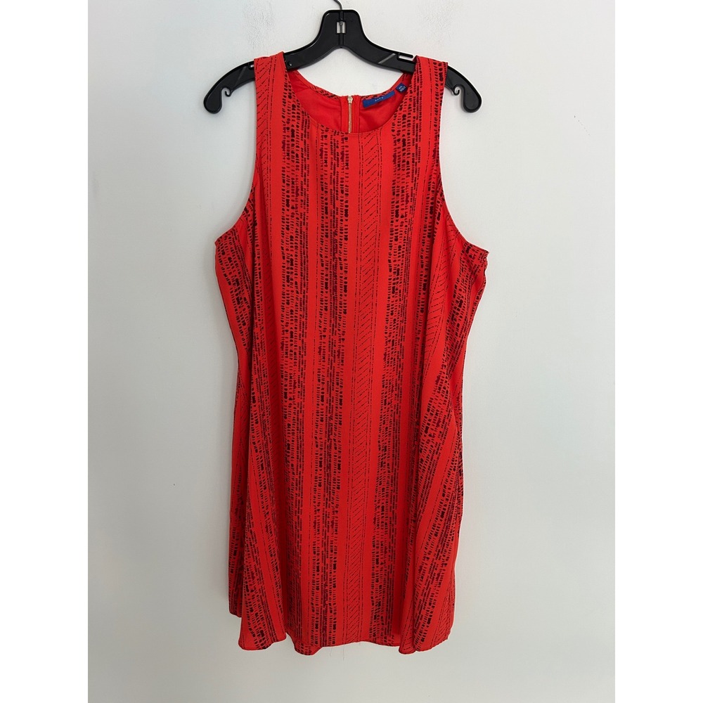 Apt 9 Womens XXL Red Black Abstract Dash Print Sleeveless Shift Dress Lined Zip